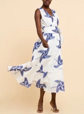 NUEVO CON ETIQUETAS $159 Ciebon Kaiden Bordado Corbata Cinturón Largo Envolvente Solero XS Foto 1 de 4