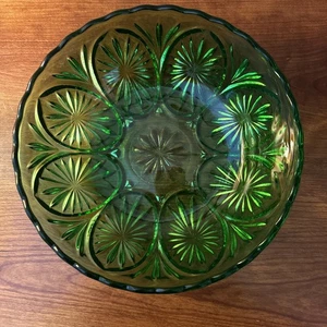 Cuenco Anchor Hocking Medallion verde (invierno) - MCM - patrón estrella y camafeo - vieira - Imagen 1 de 8