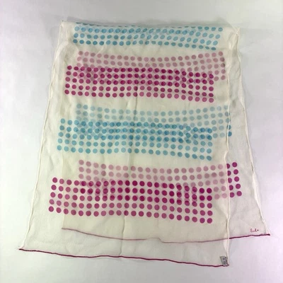 Bufanda vintage de lunares eco seda enrollada a mano púrpura/azul 40" x 16" rectangular Foto 1 de 4