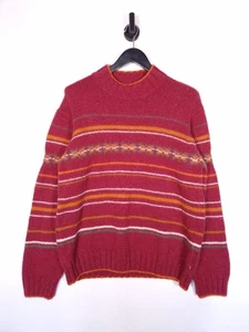 Timberland Wool Jumper Size XL Mens Red Striped Fair Isle Knit Pullover Sweater - Picture 1 of 3