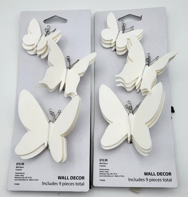 Decoração de parede borboleta 3D hobby lobby - Plástico branco, 3 tamanhos, 18 peças com ferragens - Imagem 1 de 4