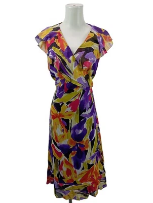 HOBBS Vestido cruzado Mujeres Vestido Talla EU 40 lila-naranja claro-verde - Imagen 1 de 4