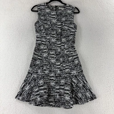 Diane von Furstenberg Jaelyn Dress Womens Size 4 Black White Fit & Flare Ruffle - Image 1 of 4