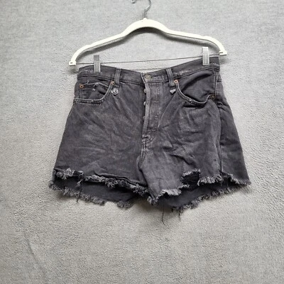 Pantalones Cortos Mujer We The Free People 27 Gris Denim Corte Botón Mosca Envejecido Foto 1 de 4