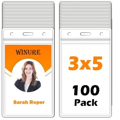 Paquete de 100 - Soportes de identificación de vinilo resellables verticales de alta resistencia 3 x 5 Foto 1 de 3