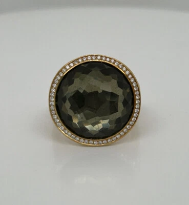 Anillo Ippolita 16mm Hematita y Diamantes Oro Amarillo 18k Talla 6.5 Foto 1 de 4