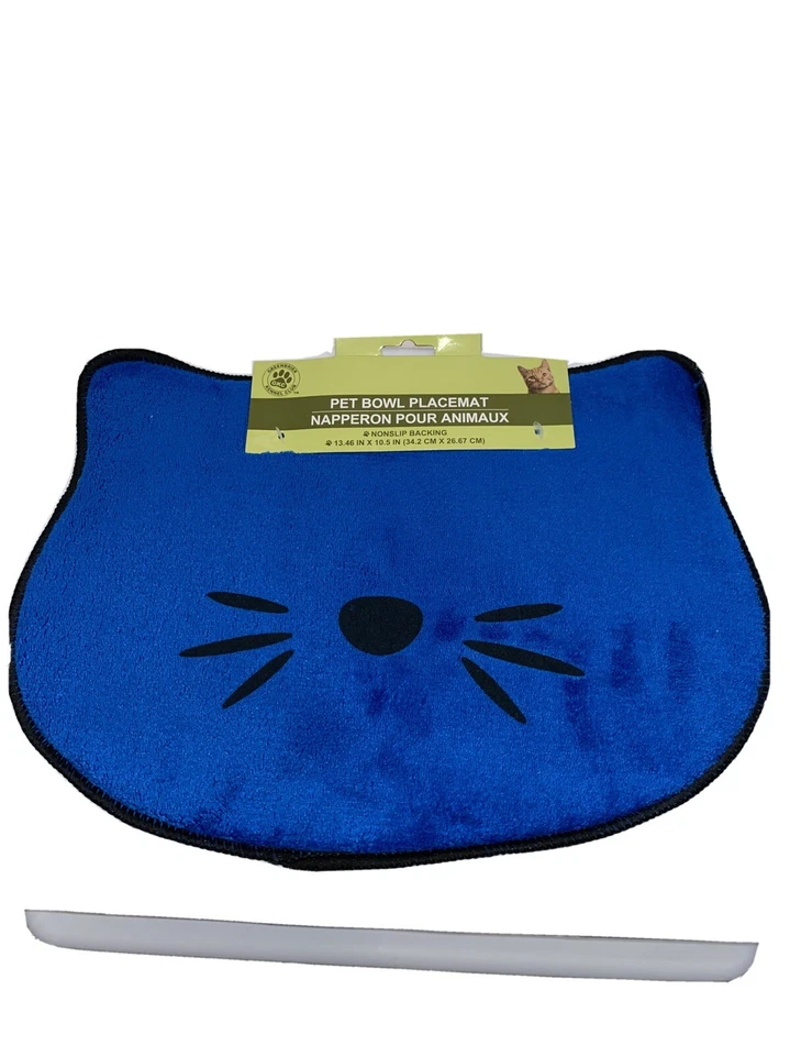 Gray Cat Face-Shaped w/Nose & Whiskers Pet Bowl Placemat - 13.5" x 10.5" - New!! - Image 1 of 4