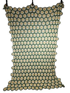 Coperta vintage anni 70 fatta a mano all'uncinetto fiore margherita lancio afgano 75,5 x 52 - Foto 1 di 6