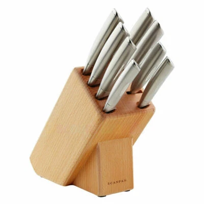 New Scanpan Classic 9 Piece Stainless Steel 9pc Knife Block Set - Image 1 of 2