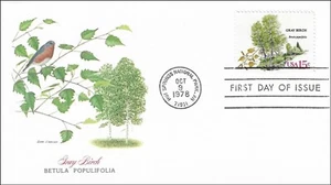 Gray Birch Betula Populifolia Tree Tree Save & Protect Nature USA FDC 1978 - Picture 1 of 2