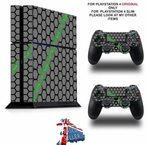 GREEN HEX PS4 PROTECTIVE SKIN DECAL VINYL STICKER WRAP - Picture 1 of 8