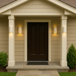 Kichler Cylinder Single Light 7" Tall Outdoor Wall Sconce White Model: 9234WH - Picture 1 of 3