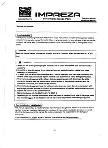 SUBARU IMPREZA LAMCO GAUGE DASH POD FITTING INSTRUCTIONS 2001-2007 OEM GDA GDB - Picture 1 of 1