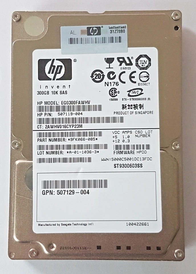 300 SAS HP EG0300FAWHV ST9300603SS 10000rpm 16MB HDD 2.5 " Interno Disco Rigido - Immagine 1 di 1