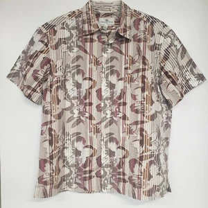 Island Shores Men Hawaiian Shirt Size XL Brown Floral Short Sleeve  - Picture 1 of 7