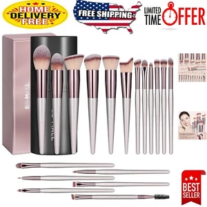 Luxury 18-Piece Synthetic Brush Set - Perfect for Foundation, Eyeshadow & Blush - Picture 1 of 8