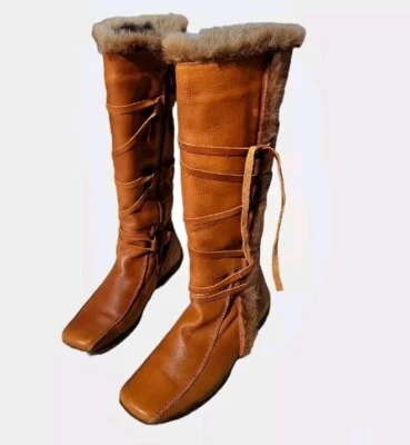 Botas de media pantorrilla de cuero marrón Elle para mujer 6,5 forradas de piel sintética Y2k Foto 1 de 4