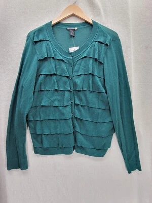 Nuevo con etiquetas Suéter Suéter Suéter Cárdigan Suave Isla con Volantes Botón Sweaterworks Talla-XL Foto 1 de 4