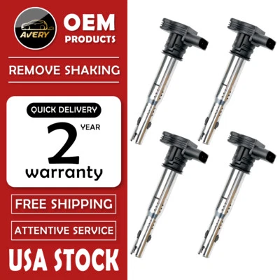Pack of 4 Ignition Coils for Volkswagen Beetle Golf Jetta Passat Rabbit  Audi - Image 1 of 4