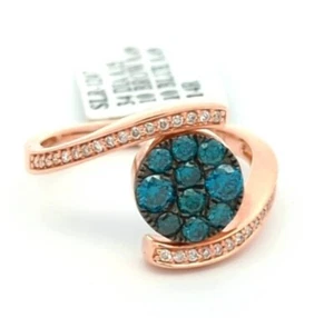 Video 1.13CT 14K Rose Gold Natural Chocolate Blue Diamond Reversible Ring  - Picture 1 of 6