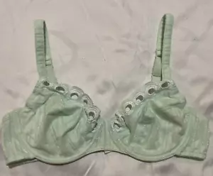 Panache 36B Unlined Semi Sheer Sea Green Underwire Hole Trim Balconette Bra - Picture 1 of 10