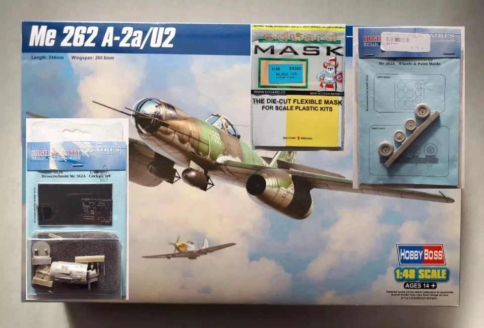 Me 262 A-2a U2 80377 Hobbyboss 1:48 COME NUOVO AIRES 4528 4540 EDUARD EX323 - Immagine 1 di 4