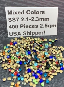 Loose Point Back Rhinestones Lot SS7 2.5 Gms 400 Pcs Mixed Colors Jewelry Repair - Picture 1 of 8