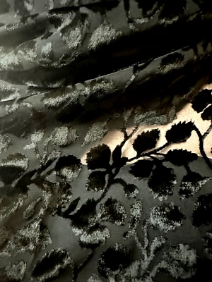 Black Dévoré Velvet Burnout Floral Sheer Fabric 3 yd 4" 46" W Great  for Gown - Image 1 of 4