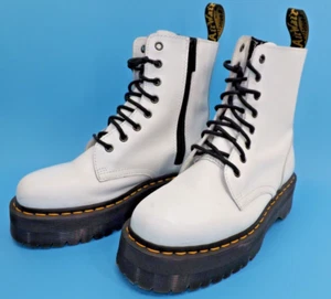 Dr. Doc Marten’s Jadon White Leather Platform 8 Eye Moto Boots Women's size 9 - Picture 1 of 23