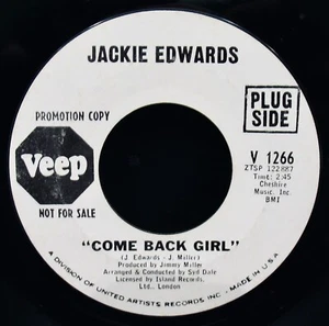 JACKIE EDWARDS: Come Back Girl~Soul & Funk Promo 45~VEEP #V 1266 - Picture 1 of 2