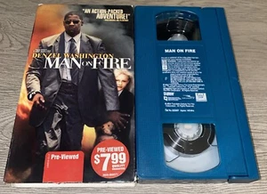 Man On Fire VHS VCR Video Tape Denzel Washington Tony Scott Thriller Action - Foto 1 di 15