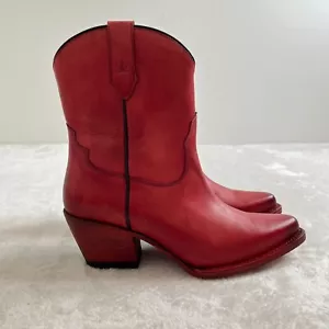 Mezcalero Westernstiefel Damen 9 rote Lederstiefeletten spitz zulaufend Made in Mexico - Bild 1 von 16