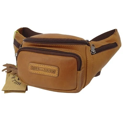HILL BURRY Bauchtasche Hüfttasche Gürteltasche aus Leder Männer Herren Damen braun