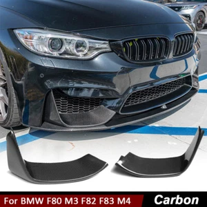 For BMW F80 M3 F82 F83 M4 2015-19 REAL CARBON Front Bumper Splitters Canard Fins - Picture 1 of 13