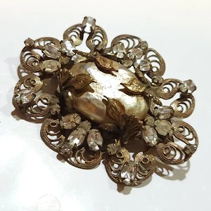 Miriam Haskell brooch Baroque Pearl Vintage 50s Rare unsigned Ornate Statement - Picture 1 of 20