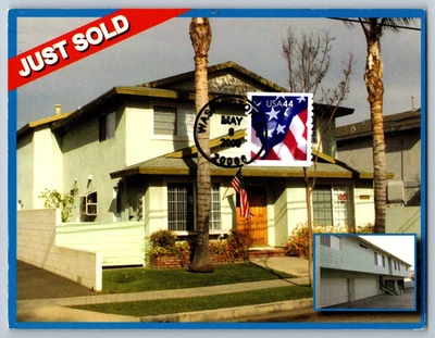 #4391 US Flag Coil FDC Maxi Card Real Estate Ad reserve - Image 1 of 2