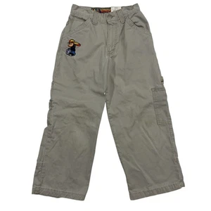 VTG Y2K Flamehead Boys Cargo Carpenter Skater Denim Jeans Pants Beige Cotton 8 - Picture 1 of 13