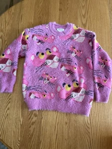 Desigual Pink Panther Oversized Sweater Girl’s Large (10-12) lots of sparkle - Picture 1 of 11