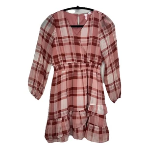 Urlaub kariertes Kleid Langarm Größe 12. Rot W Glitzer Lang Glitzer Mädchen - Bild 1 von 8