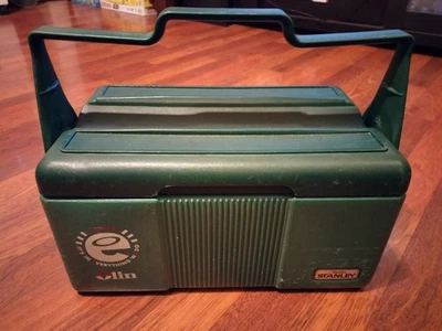 Lancheira vintage Stanley Aladdin verde isolada dividida refrigerador sem garrafa térmica - Imagem 1 de 4