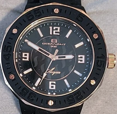 Reloj Oceanaut Agua Aqua Acero Inoxidable Oro Rosa Negro Con Caja Foto 1 de 4
