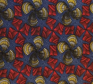 MC ESCHER ~ KUNST ~ NEUHEITLICHE HERRENKRAWATTE ~ SYMMETRIE 42 ~ MUSCHELN & SEESTERN ~ 55 ZOLL - Bild 1 von 3