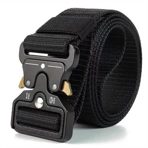 Men's Tactical Belt Hard Alloy Quick Release Buckle Soft Nylon Military Belt - Picture 1 of 8