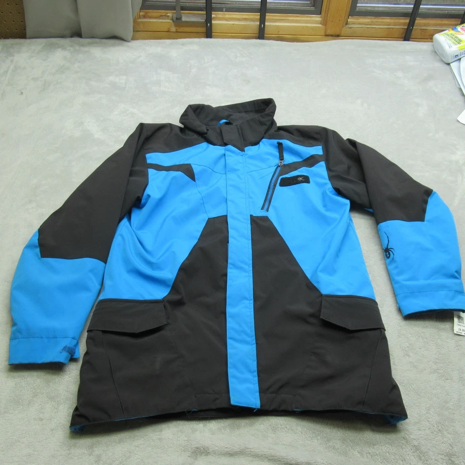 Spyder Jacket Kids 14 Blue Black Waterproof Insulated Full Zip Ski Snowboard - Image 1 of 4