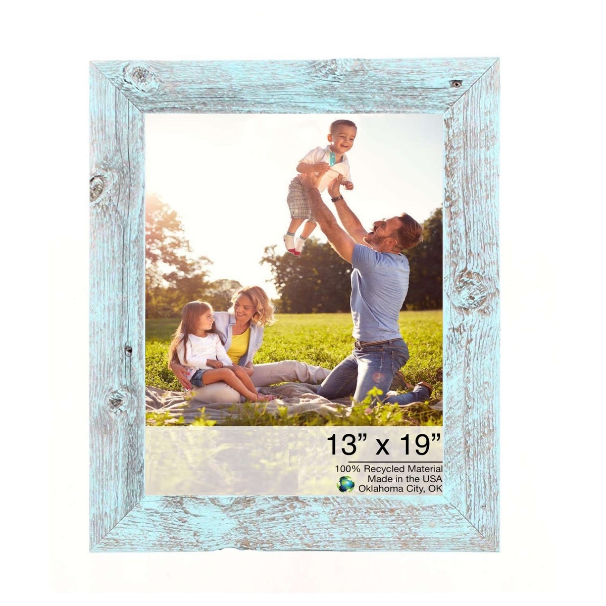 13” X 19” Rustic Farmhouse Light Aqua Blue Wood Frame 13” X 19” Rustic Farmhouse Light Aqua Blue Wood Frame