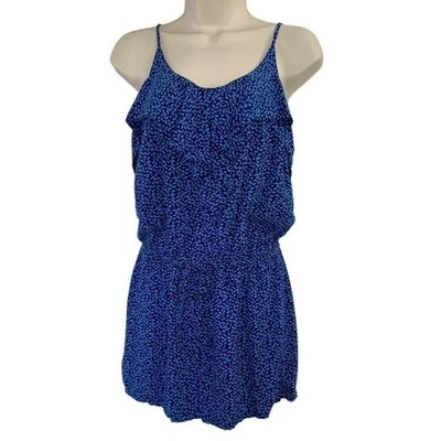 Gap Ruffle Trim Romper Blue Sleeveless Dress Casual Short Jumpsuit 90s Y2K XS - Image 1 of 4
