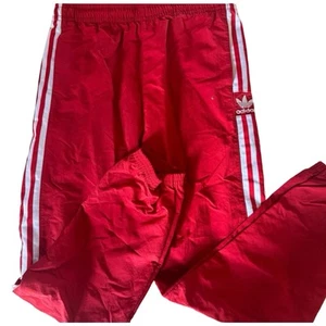 Original - Vintage Adidas Red Sweatpants with Signature Stripes Kids Size 13-14 - Picture 1 of 3