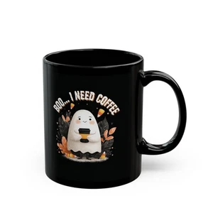 Boo.. I Need Kaffee Geist Becher - schwarze Keramik - 11 & 15 Unzen - Halloween Tasse - Bild 1 von 15