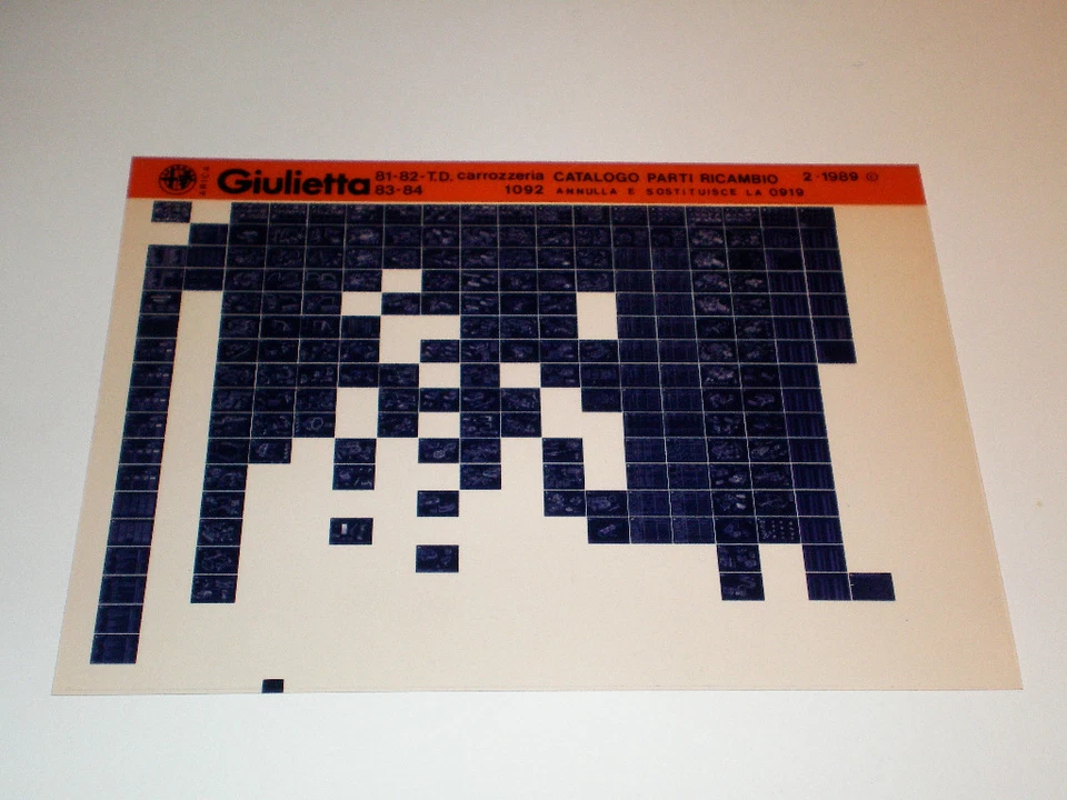 Microfiche Catalogo Ricambi Alfa Romeo Giulietta 81 - 82 T.D.83 - 84 Corpo 1989 - Immagine 1 di 1