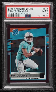 2020 Donruss Rated Season Stat Line /71 Tua Tagovailoa #302 PSA 9 MINT Rookie RC